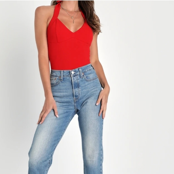 Lulus red halter bodysuit - Picture 3 of 3